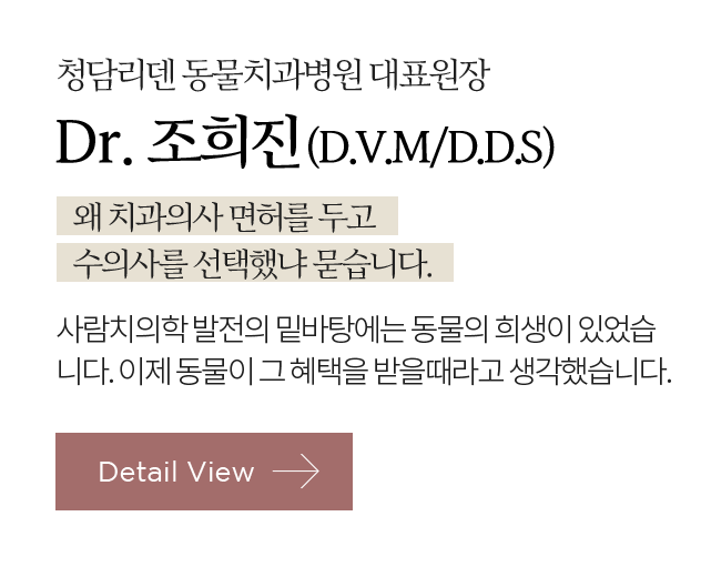 청담리덴 동물치과병원 대표원장 / Dr. 조희진 (D.V.M/D.D.S)